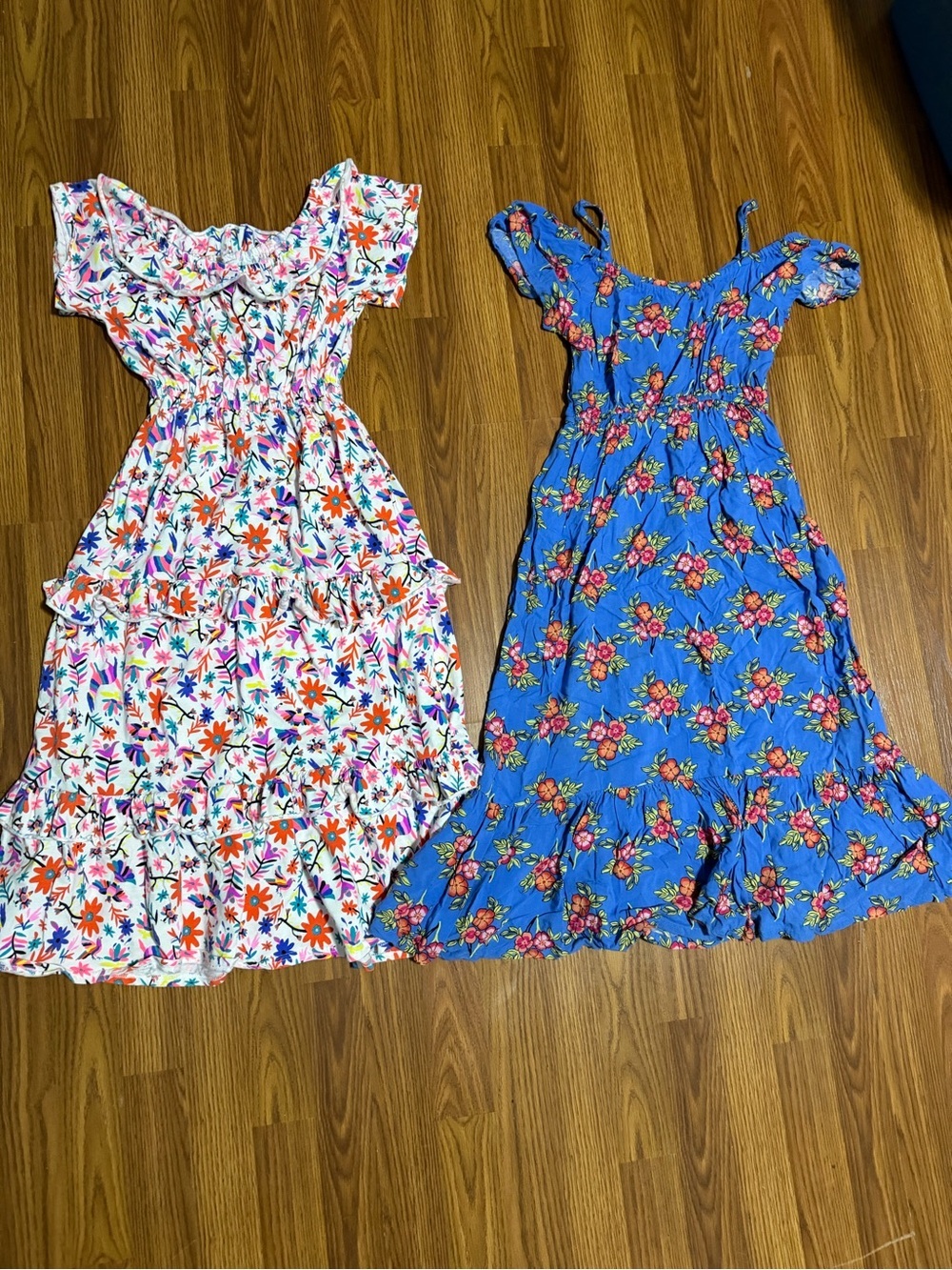 Fab Kids 2 Maxi Dress Bundle Size Medium 6-7. Blue floral, white floral animal